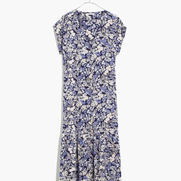 Madewell Button-Front Ruffle-Hem Midi Dress in Flower Garden - Picture 1 of 7